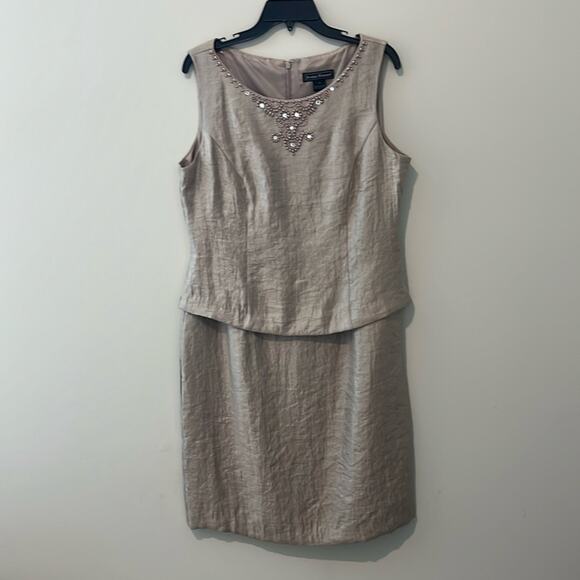 NWT $150 Jessica Howard 2 Piece Set Dress & Jacket‎ Taupe 16 Plus Size Wedding - Picture 9 of 16